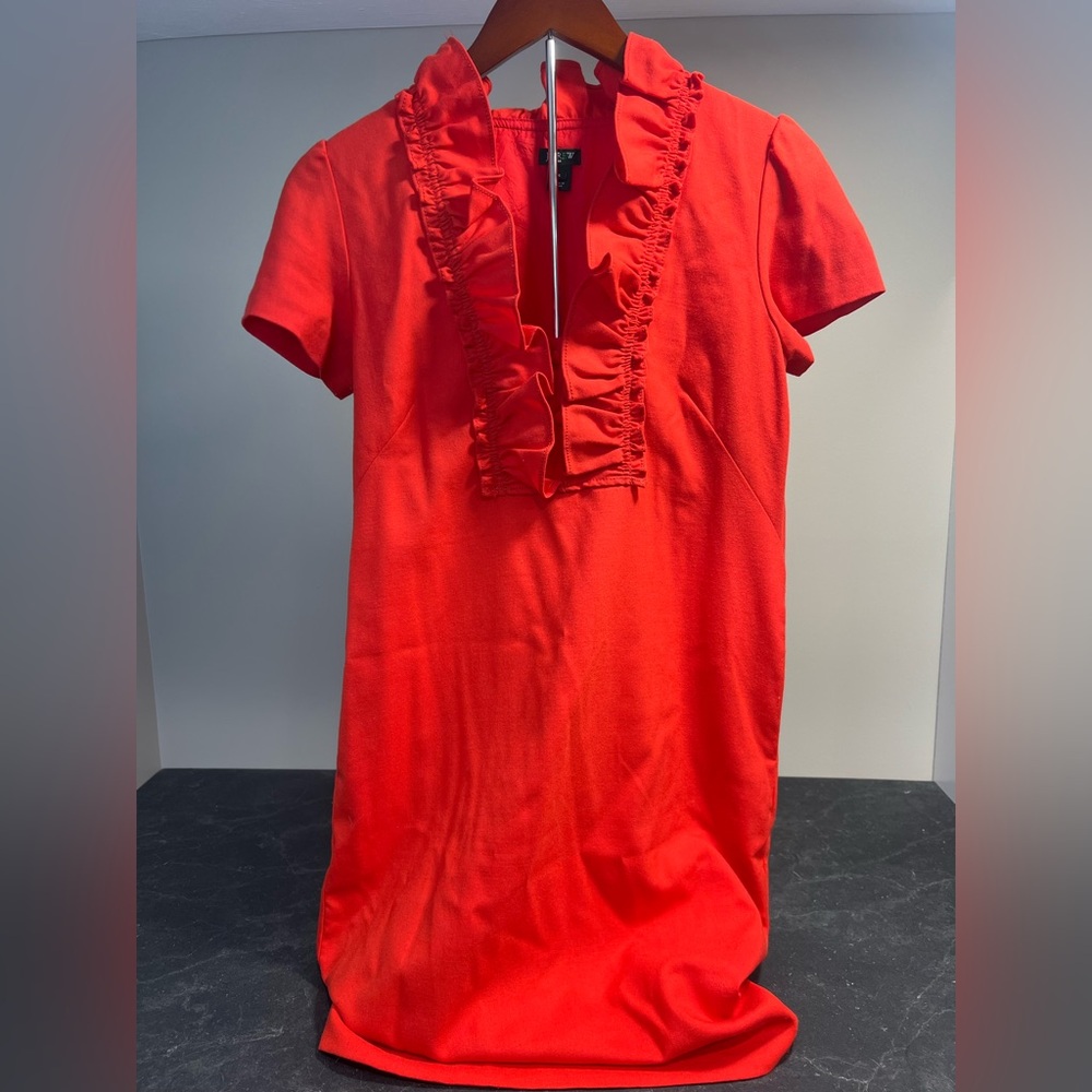 J. Crew Red Ruffle Mini Dress